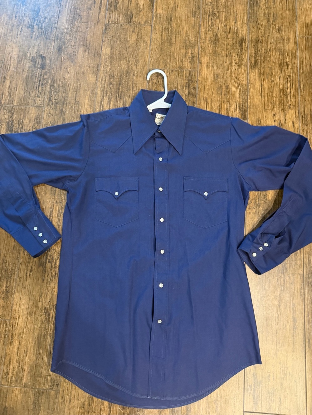 Rawhide Vintage Blue western shirt pearl snap buttons western yokes front back